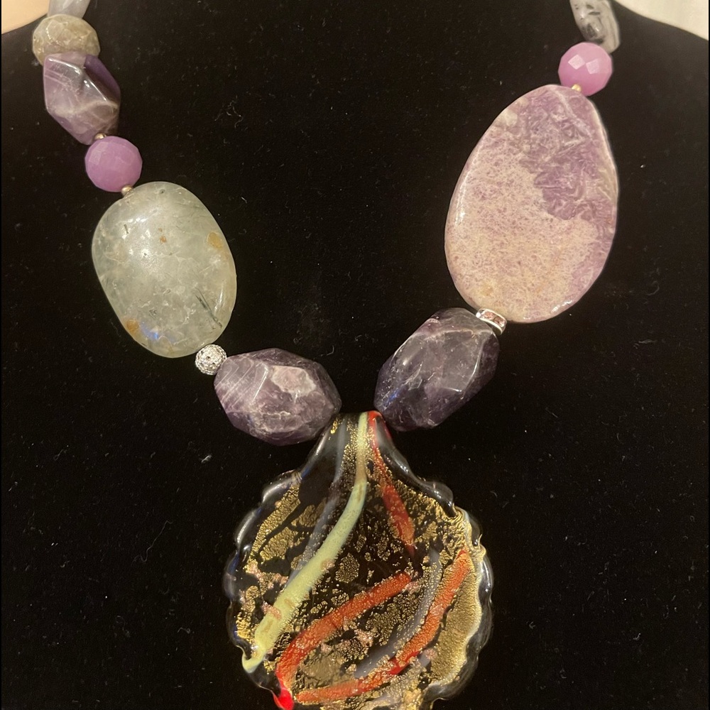Sigrid Olsen multiple natural stones and Murano glass necklace 18”